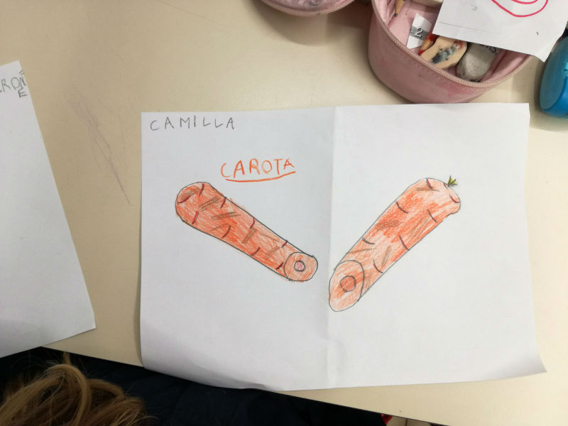 Disegno fatto da una bambina di una carota