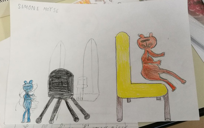 Storia illustrata da un bambino su un orso grande e uno piccolo