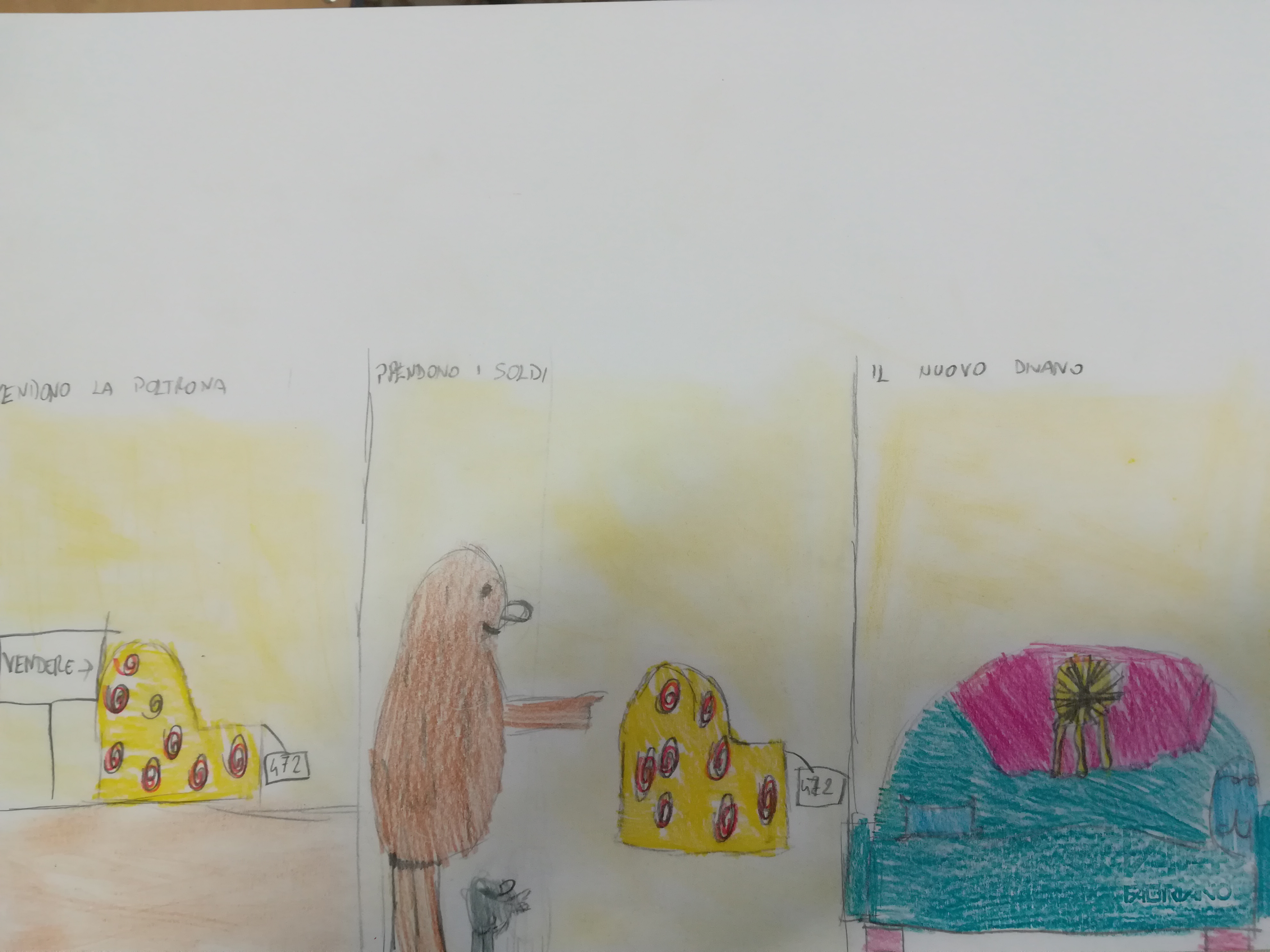 Storia illustrata da un bambino su un orso grande e uno piccolo