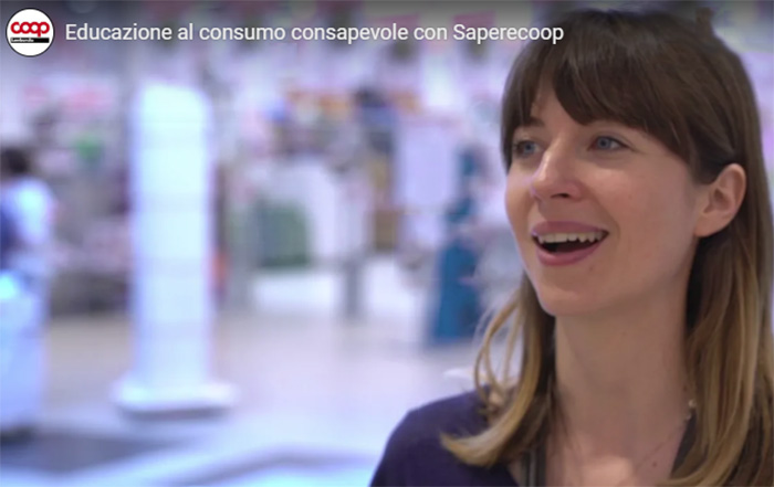Screen video educazione al consumo consapevole con Saperecoop